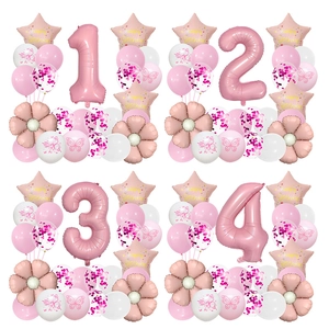Pink White Daisy Butterfly Birthday Balloon Decoration Aluminum Film Latex Balloons For Girls Party Photo Props