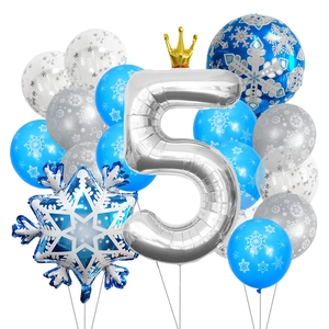Set di palloncini a tema Frozen con fiocchi di neve e numero 5 per decorazione festa
