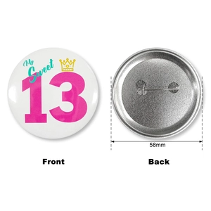 Badge d'anniversaire My Sweet 13 de 58 mm avec motif couronne et fermeture épingle