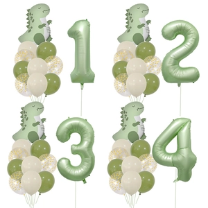 Ensemble de Ballons Dosaure Vert Sauge Mat Grand Ballon en Aluminium Chiffre pour Décoration de Fête d'Anniversaire Enfant