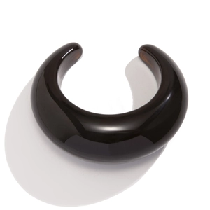 Modern thick C-shaped acrylic bangle with amber texture and minimalist open design