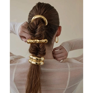 Pinces À Cheveux Et Élastiques En Alliage Avec Texture Martellée Attache Queue De Cheval Géométrique Pour Femmes Filles