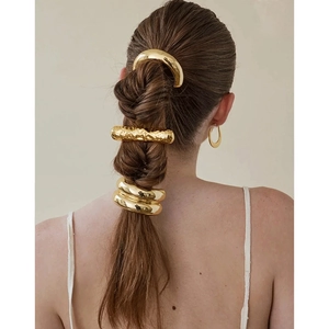Ensemble d'accessoires de cheveux minimalistes en alliage doré avec poignets et élastiques