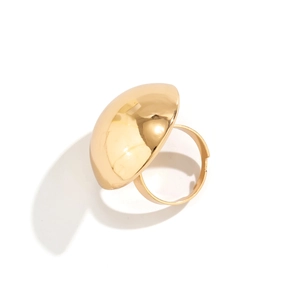 Polished gold semi-circle dome ring with minimalist metallic mirror finish for women