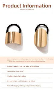 Detail view of gold alloy hair ties with brushed texture and elastic bands for women