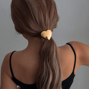 Élastique à cheveux cœur doré élégant pour femme avec support de queue de cheval flexible