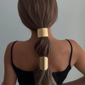 Minimalist Metal Ponytail Holder Hair Cuff Alloy Geometric Gold Silver High Elastic Hair Tie For Women Girls Accessory