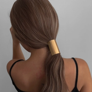 Polished gold alloy hair cuff with brushed finish for stylish ponytail styling