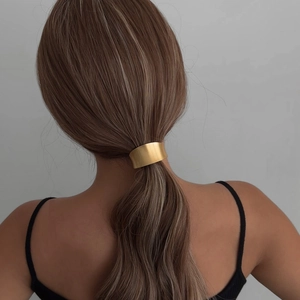 Minimalist matte gold alloy hair ring cuff for high elasticity women ponytail styling