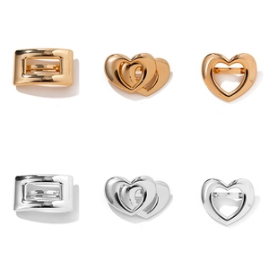 Set de barrettes minimalistes en alliage cœur et formes géométriques doré et argenté
