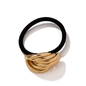 Elastico per capelli minimalista in metallo dorato con design a onde stratificate