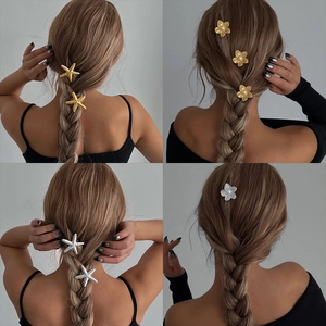 Alloy Starfish Flower Hair Sticks Women Gold Silver Metal Pins With Artificial Pearl Elegant Summer Marine Style Hair Accessory Gift