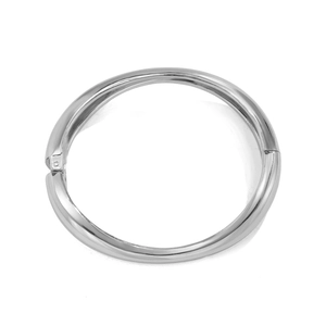 Bracciale rigido a fascia larga in argento lucido stile punk con apertura a cerniera