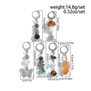 Detailed size and weight specs for a 6-piece bohemian butterfly and mushroom earring set