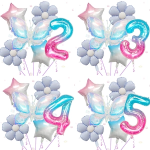Ballons En Aluminium Papillon Fleur Étoile Numéro Pour Décoration De Fête D'Anniversaire D'Enfants Accessoires Photographie
