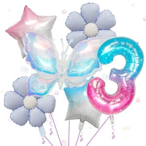 Kit de ballons papillon et étoiles colorés pour décoration de 3ème anniversaire