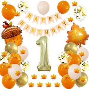 Détails de ballons feuille d'érable et gland pour décoration de 1er anniversaire automne