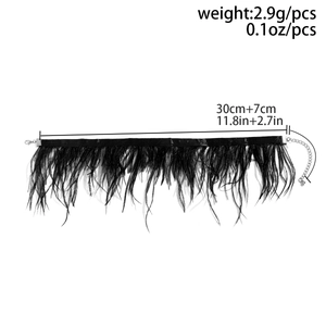 Collier choker gothique en plumes noires avec ruban velours et chaîne ajustable