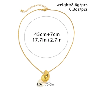 Gold-plated comma teardrop necklace with snake chain and size specifications