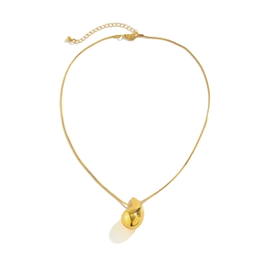 Minimalist golden teardrop necklace with polished water drop pendant and snake chain