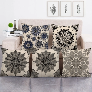 Bohemian Mandala Geometric Pattern Linen Cushion Cover Square Pillow Case For Sofa Living Room Home Decor Decorative
