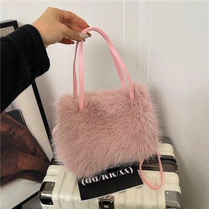 Elegante Nepbont Schoudertas Voor Dames Zachte Pluche Handtas Winter Mode Crossbody Tas Met Magneetsluiting Dagelijks