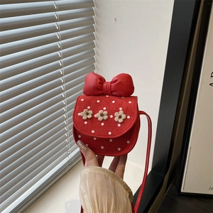 Cute Mini Crossbody Bag Bowknot Polka Dot Floral Decor Small Accessory Pouch For Girls Women Fashion Shoulder Bag