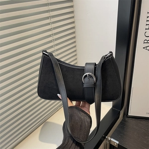 Sac Sous Les Bras En Daim Épissé Pour Femmes Mode Sac À Épaule En Similicuir Avec Boucle Argentée Rétro Quotidien