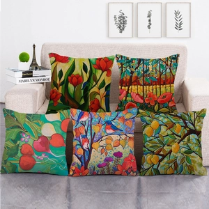 Thanksgiving Autumn Pumpkin Maple Leaf Decorative Linen Pillow Case Artistic Watercolor Floral Throw Cushion Cover For Sofa Home Decor