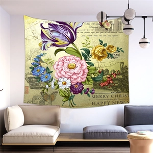 Arazzo da parete vintage con pittura a olio floreale per la decorazione della casa