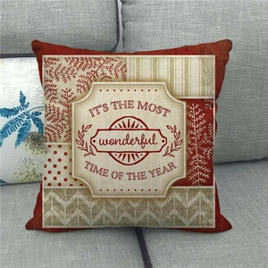 Christmas linen pillowcase with It's the most wonderful time of the year typography