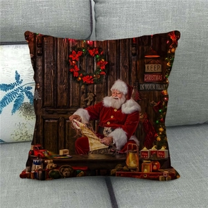 Linen Christmas pillow case with Santa Claus and Keep Christmas in Your Heart text