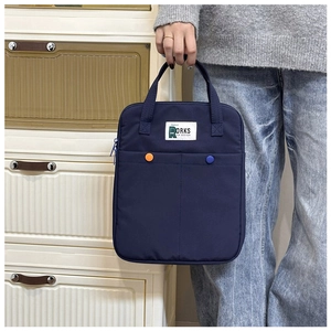 Housse pour ordinateur 14 pouces bleu marine avec doubles poches et boutons-pression