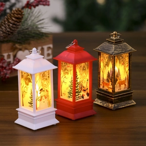 Lanterna natalizia a LED festiva con motivi di Babbo Natale e decorazioni calde