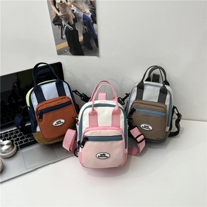 Women Mini Nylon Color Block Backpack Multi-Way Crossbody Bag Handbag With Adjustable Strap For Daily Travel Girls Gifts
