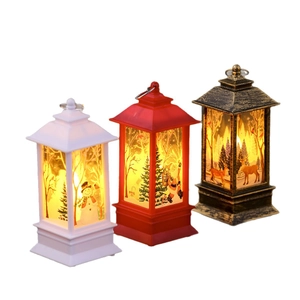 Set di 3 lanterne a LED natalizie con disegni di Babbo Natale, pupazzo di neve e renne