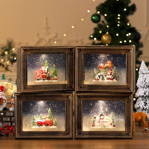 Cadres photo de Noël lumineux et musicaux avec neige scintillante et éclairage LED