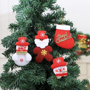 10-piece Christmas ornament set featuring Santa, snowmen, and stockings on a tree