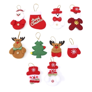 10-piece Christmas plush ornament set with Santa and Snowman for holiday tree decoration
