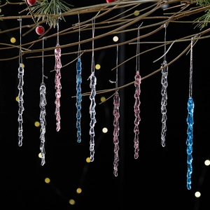 Set de 12 adornos navideños de carámbanos de acrílico transparente para el árbol de Navidad
