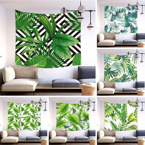 Tropical Monstera Palm Leaves Tapestry Wall Hanging Polyester Greenery Plant Pattern For Living Room Bedroom Decor