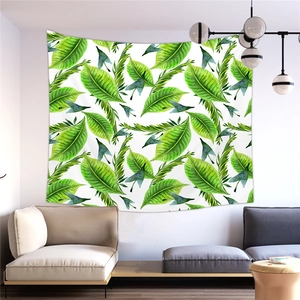 Tropical monstera leaf wall tapestry in white fabric for modern living room home decor