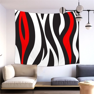 Tenture murale moderne avec motif géométrique abstrait rouge et noir pour décoration