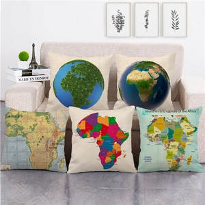 Erde Weltkarte Kissenbezug Leinen Quadratisch Dekorative Kissenhülle Für Sofa Wohnzimmer Deko Geografie Thema