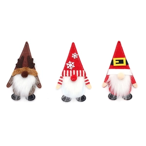 Three-piece Christmas gnome cutlery holder set with elk and stripe patterns for table decor