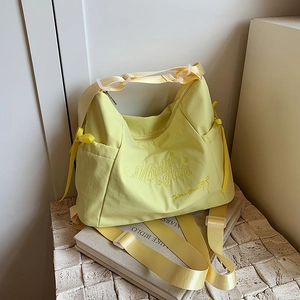 Sac Hobo En Nylon Grande Capacité Pour Femmes Sac À Bandoulière Décontracté Légère À Main Avec Broderie