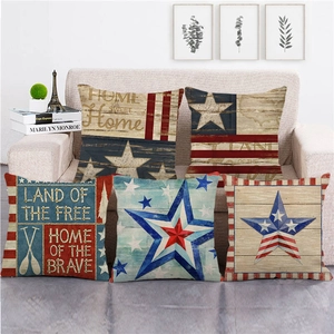 Linen American Flag Decorative Throw Pillow Covers 1776 Independence Day Patriotic Star Stripes Cushion Cover For Sofa Couch Home Decor