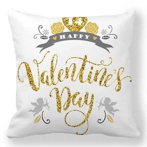 Detail of white microfiber pillowcase featuring gold Valentine's Day heart design
