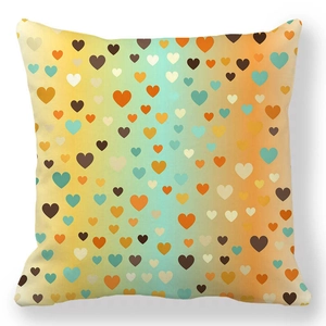 Colorful gradient peach skin pillowcase with multi-color heart patterns for Valentines Day
