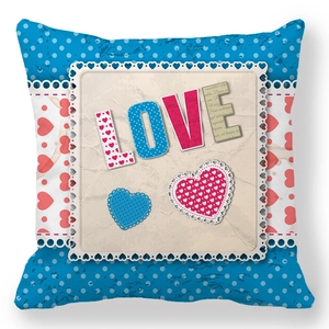 Polka dot pattern peach skin pillowcase with LOVE text and heart design